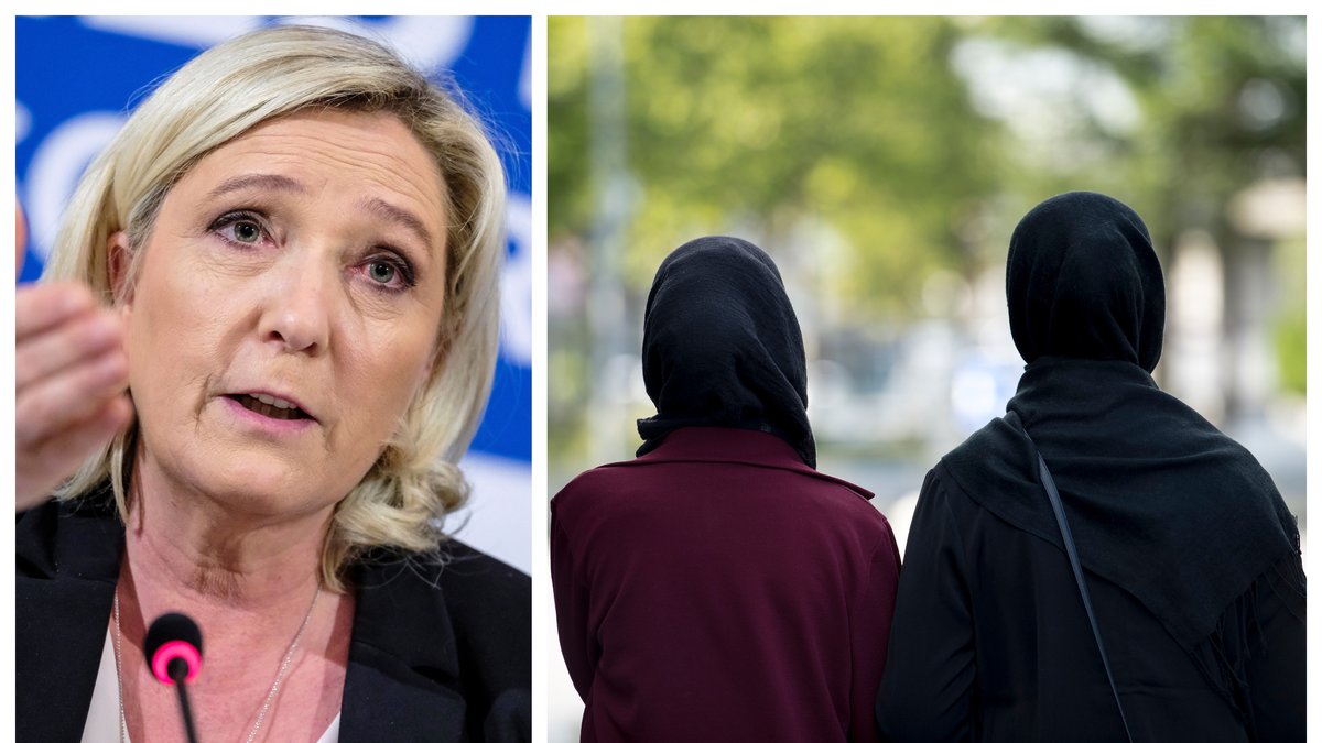 Marine Le Pen vill förbjuda bärandet av slöja i offentliga miljöer.